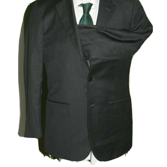 Luciano Barbera Collezione Sartoriale Gray Striped Three Button Suit Jacket 40R